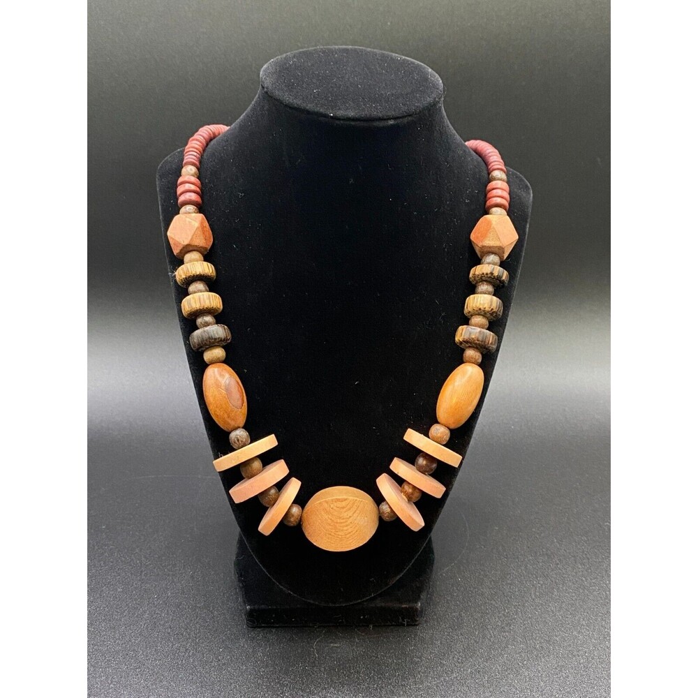 Multi Colored Wood Bead Necklace
